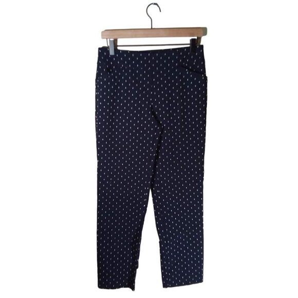 TALBOTS Petite Stretch Navy Mid-Rise Straight Leg Pull On Ankle Pants Size 6P - Picture 1 of 6